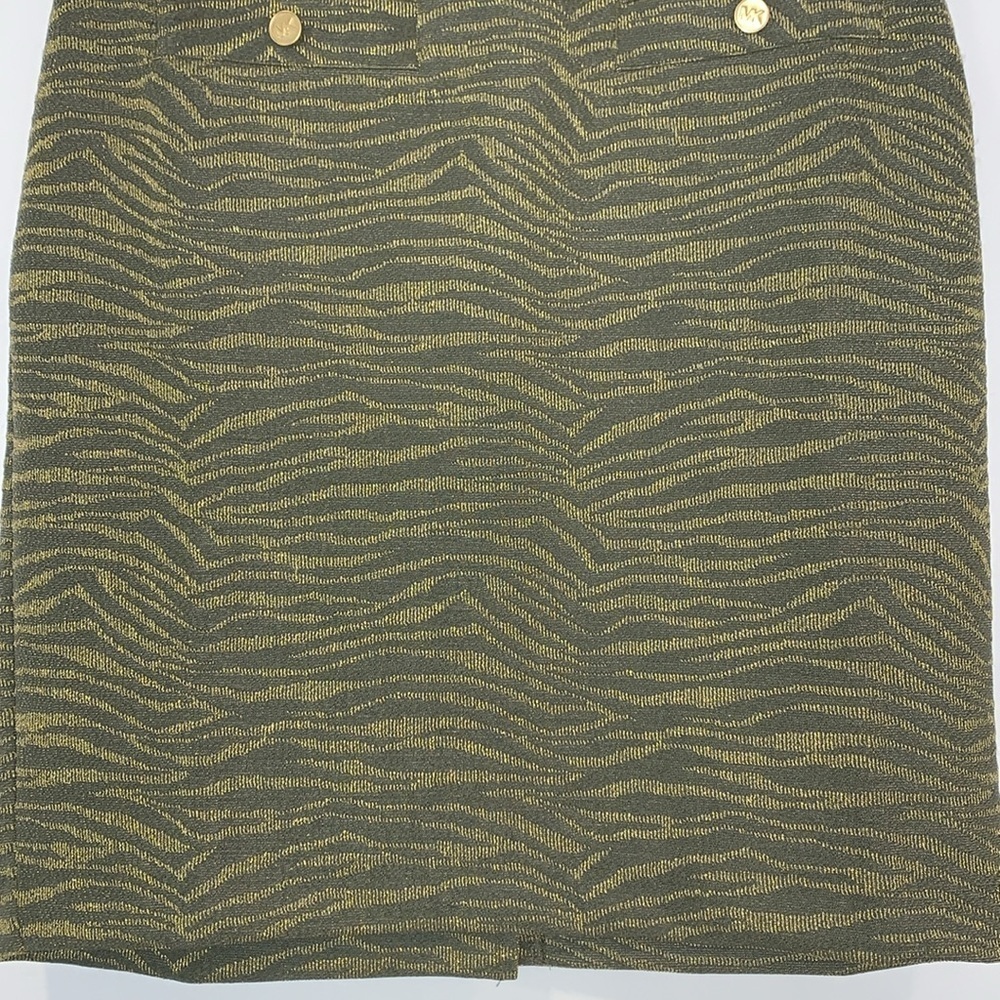 NWT Michael Kors Green and Gold Zebra Striped Mini Skirt S - Picture 4 of 8